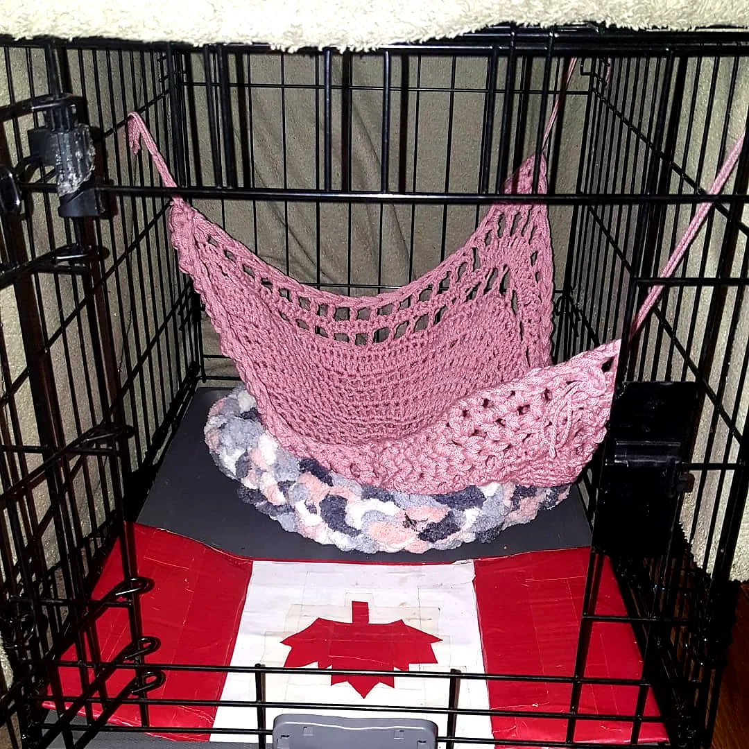 Charming Crochet Cat Hammock in Soft Pink for Stylish Lounging