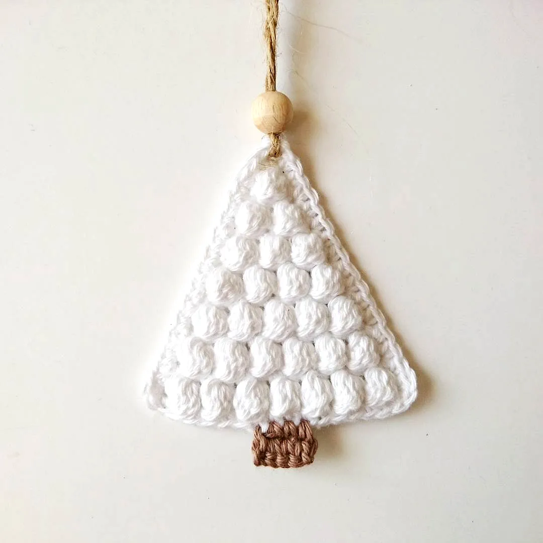 Charming Crochet Christmas Ornament in Cozy White and Brown