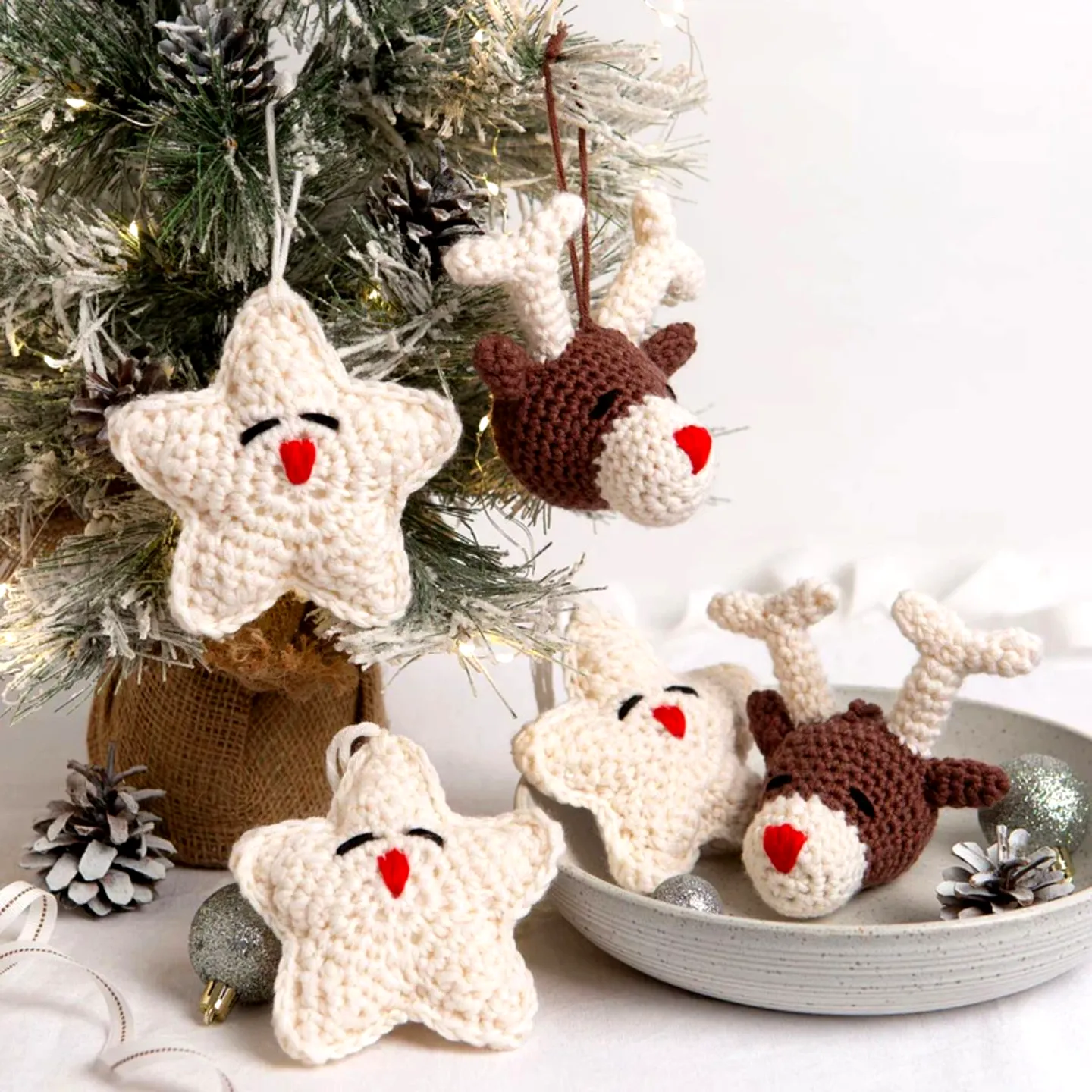 Charming Crochet Christmas Star in Cream and Brown