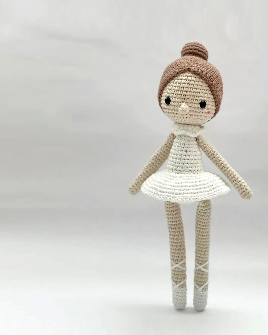 Charming Crochet Doll Ballet Dancer in Elegant White Dress