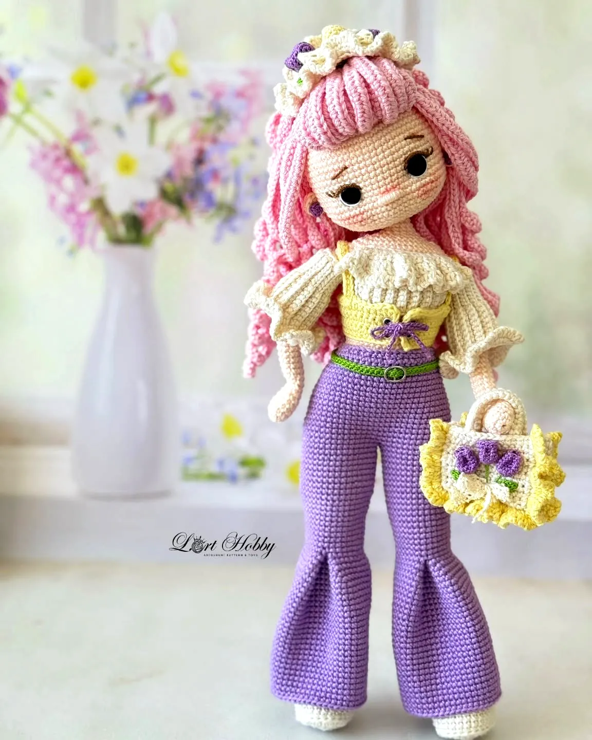 Charming Crochet Doll in Pastel Colors with Stylish Details