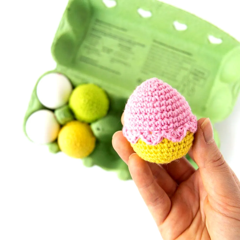 Charming Crochet Easter Egg in Pink and Yellow Tones