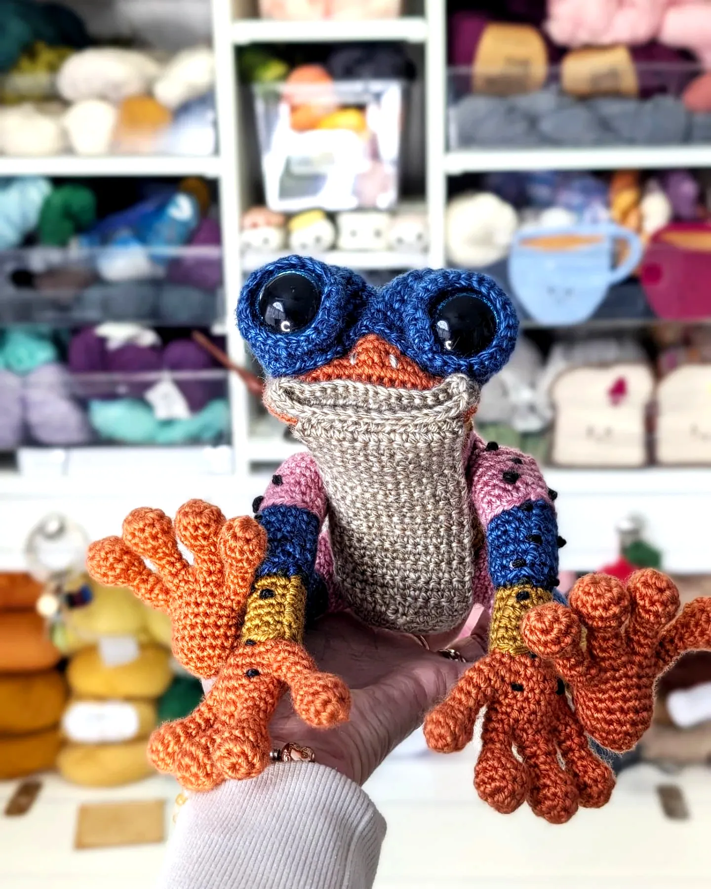 Charming Crochet Frog Toy in Colorful Design