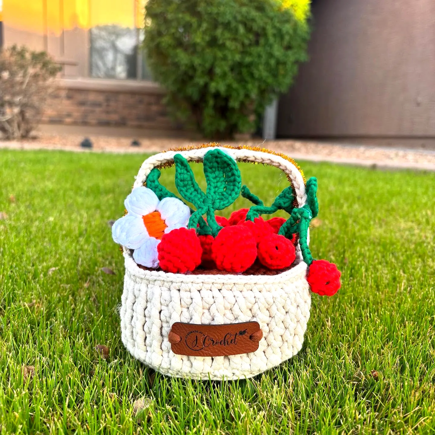 Charming Crochet Fruit Basket in Natural and Vibrant Colors