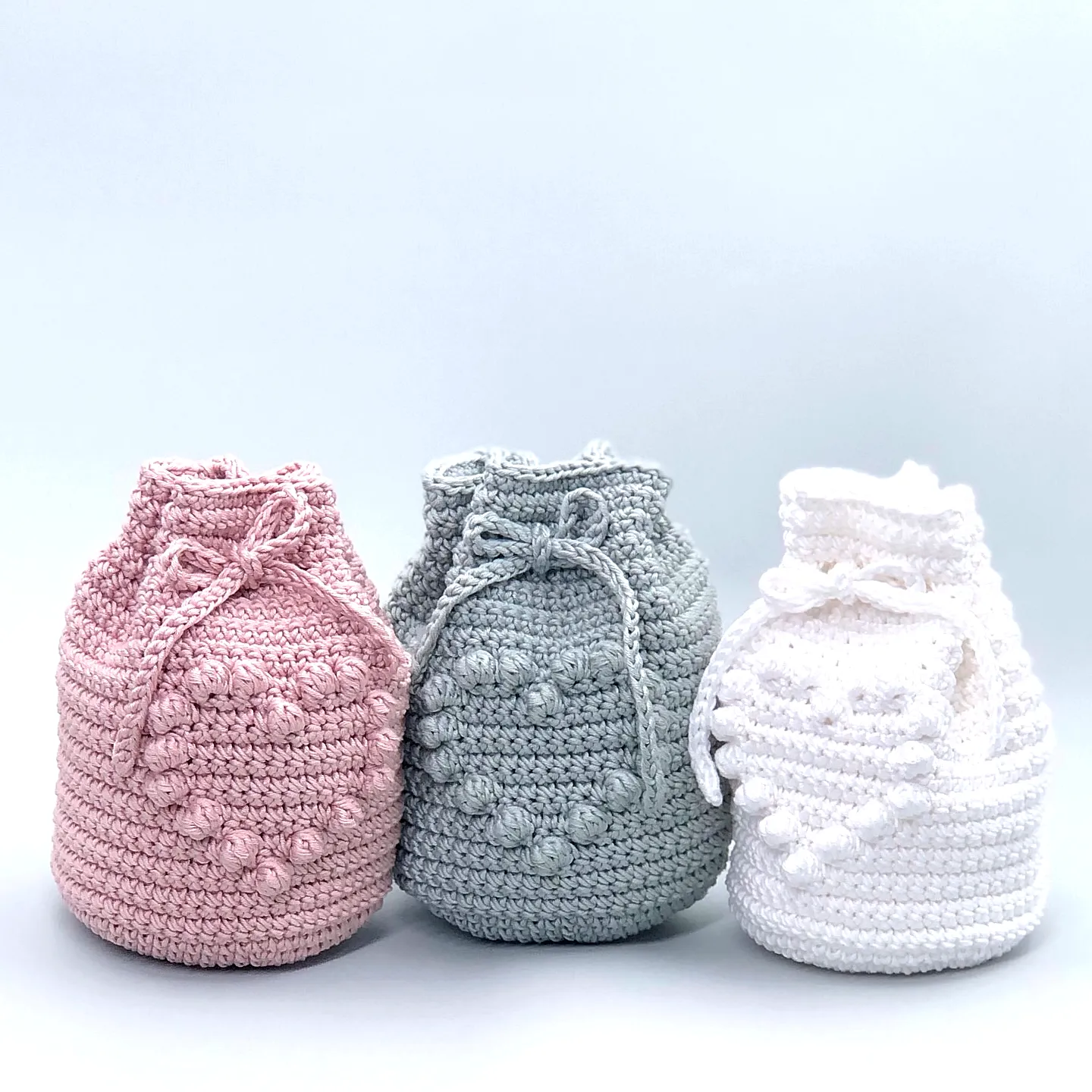 Charming Crochet Gift Bag in Soft Pastels with Bobble Stitch