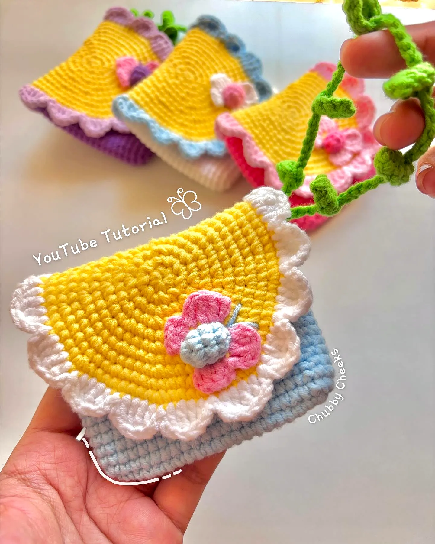 Charming Crochet Gift Wrap in Vibrant Yellow and Pastel Blue