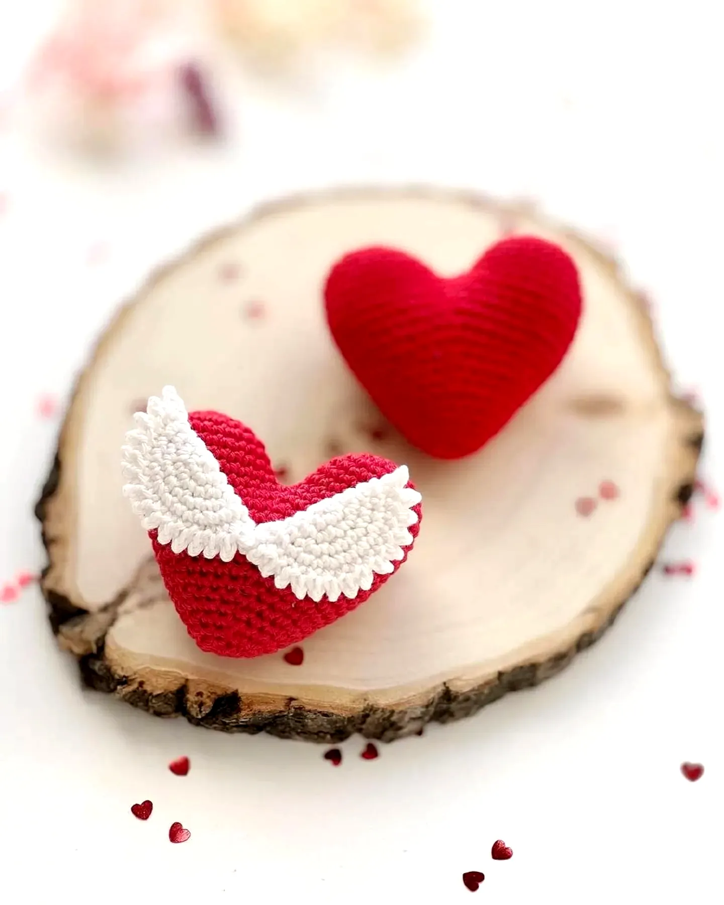 Charming Crochet Heart with Wings in Vibrant Red for Intermediate