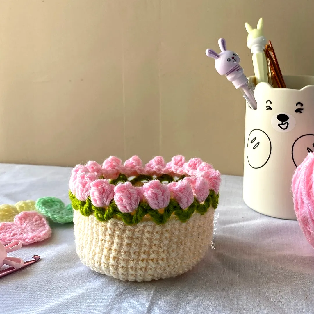 Charming Crochet Jar Cover in Soft Pink and Vibrant Green
