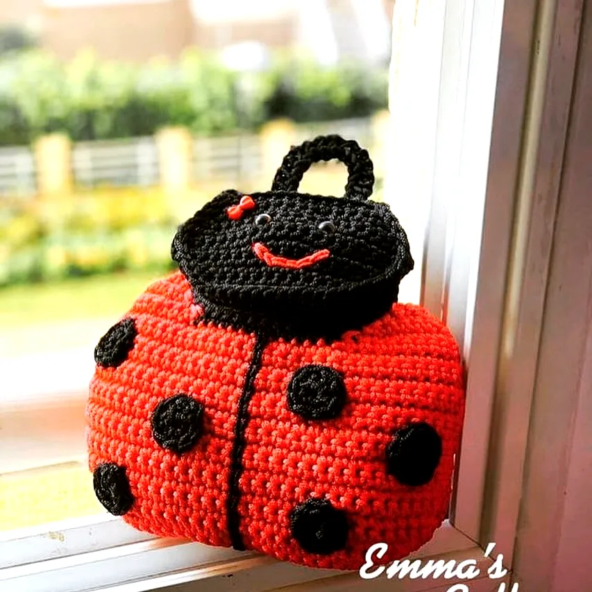 Charming Crochet Ladybug in Vibrant Red and Black