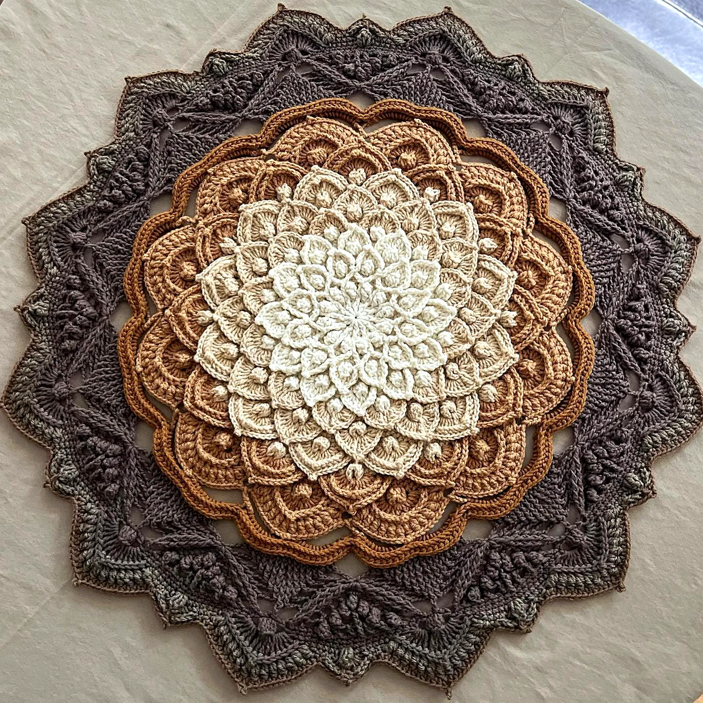 Charming Crochet Mandala in Warm Earth Tones
