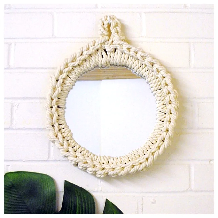Charming Crochet Mirror Frame in Natural Boho Style
