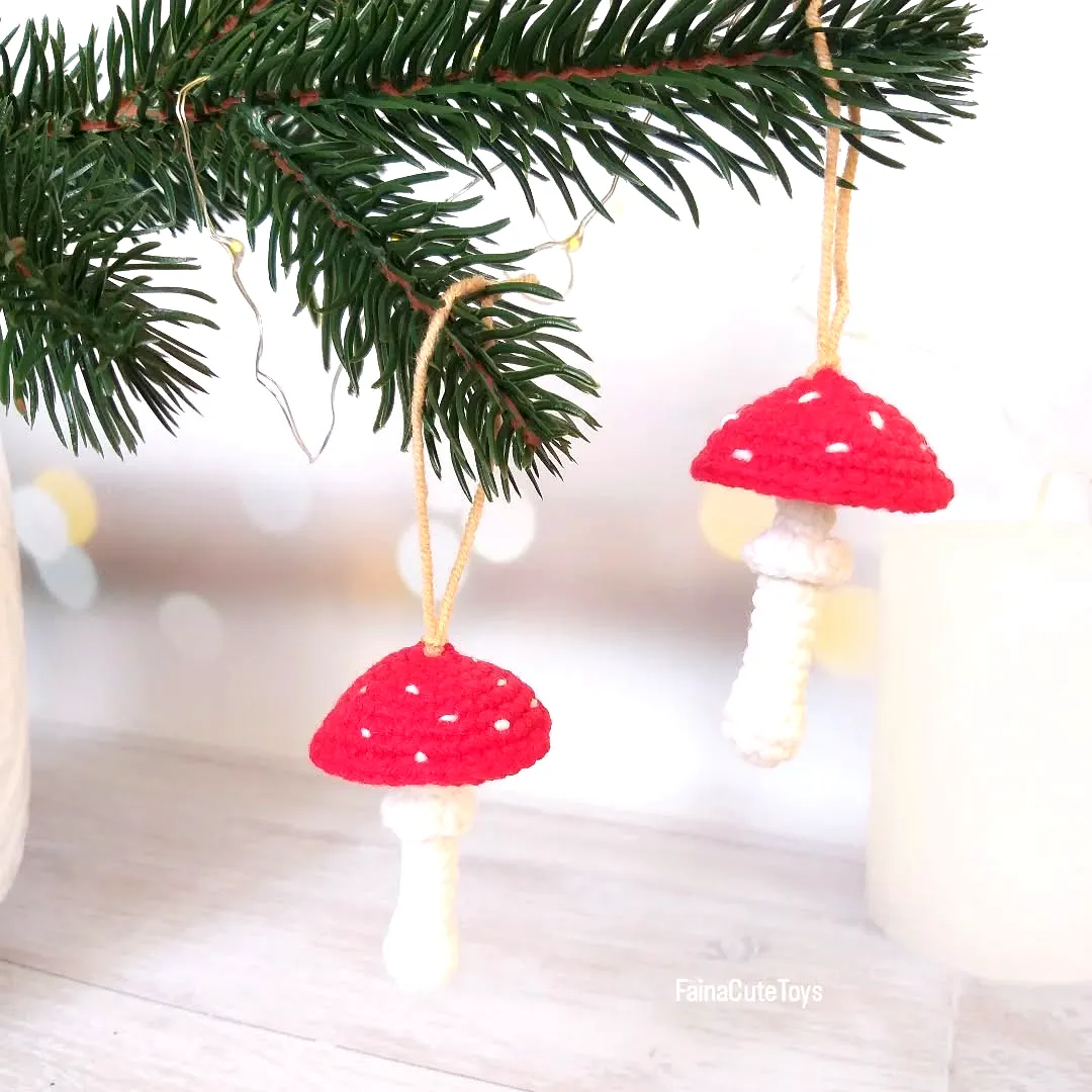 Charming Crochet Mushroom Decor in Red and White for Crafters