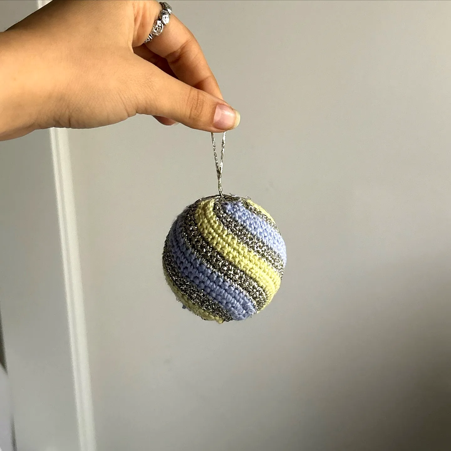 Charming Crochet Ornament in Pastel Stripes