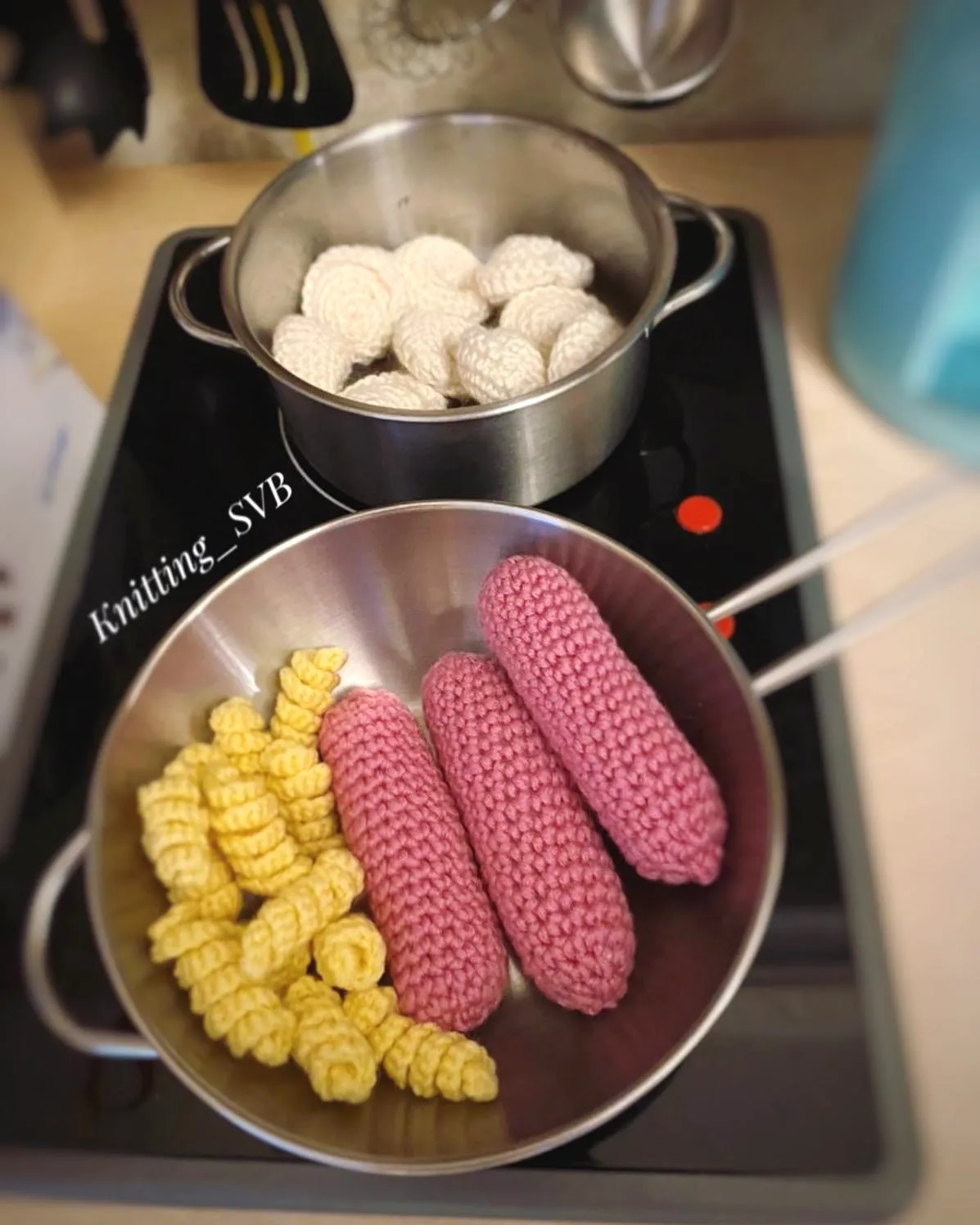 Charming Crochet Pasta Set in Soft Yarn for Creative Play