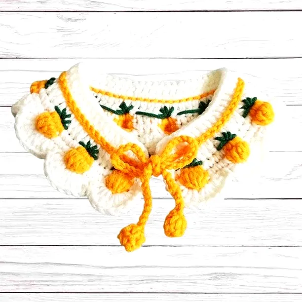 Charming Crochet Pet Collar with Vibrant Pineapple Design