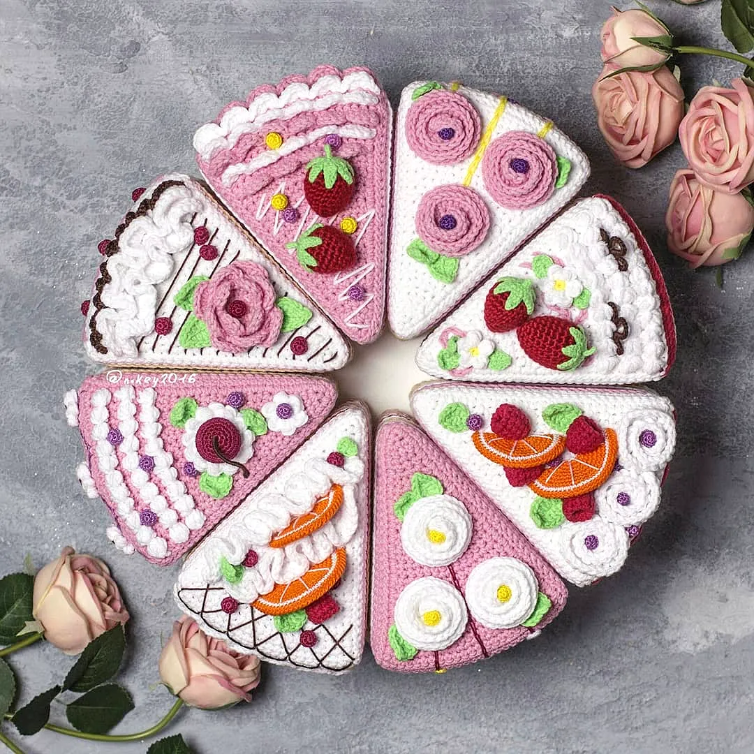 Charming Crochet Pie Slices in Pastel Colors for Intermediate Skill