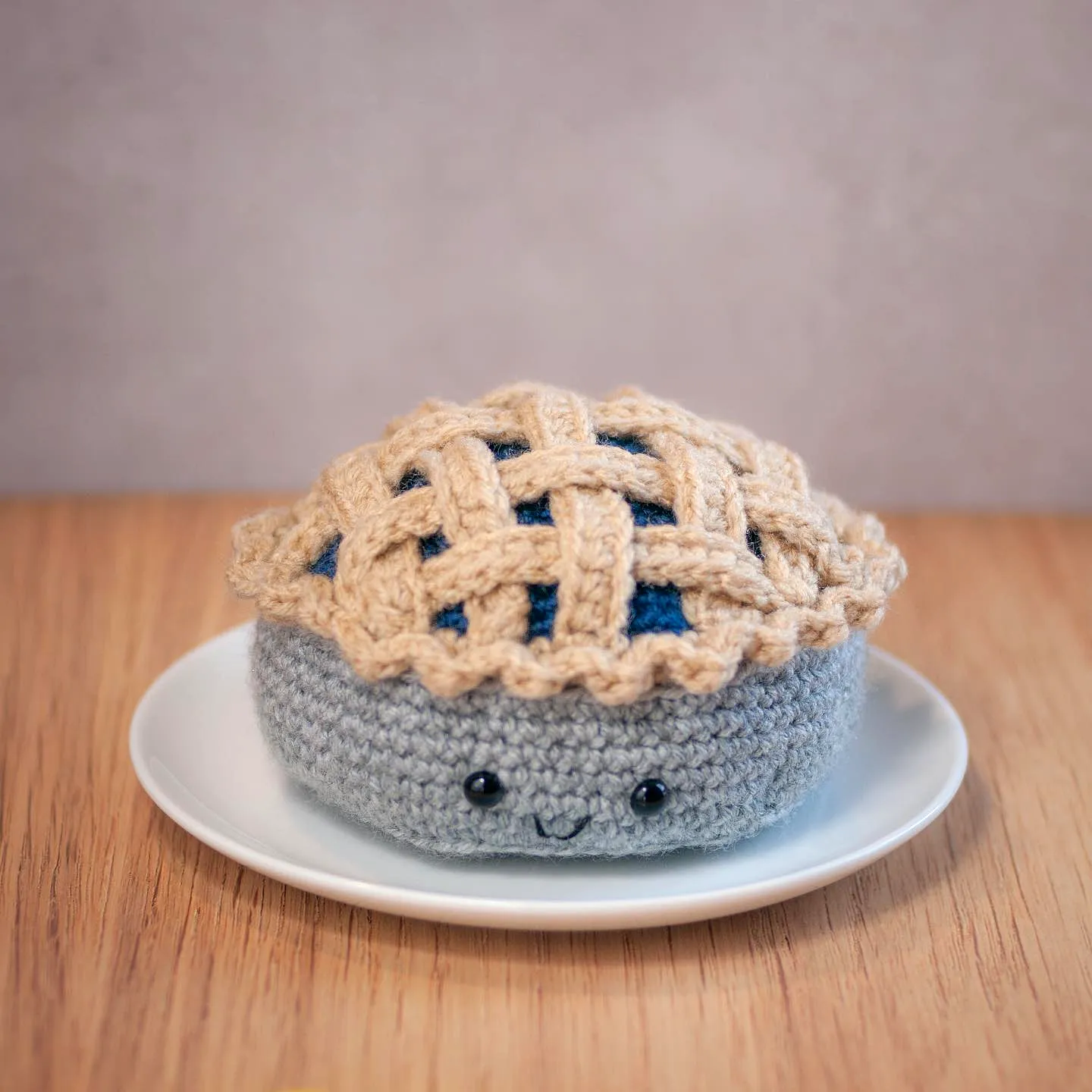 Charming Crochet Pie with Blue Filling and Lattice Crust