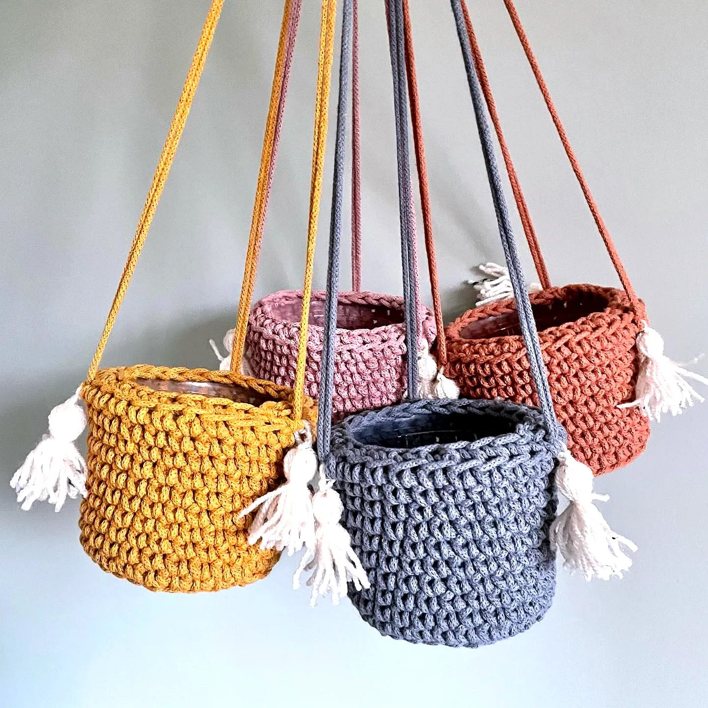 Charming Crochet Plant Hanger in Warm Colors