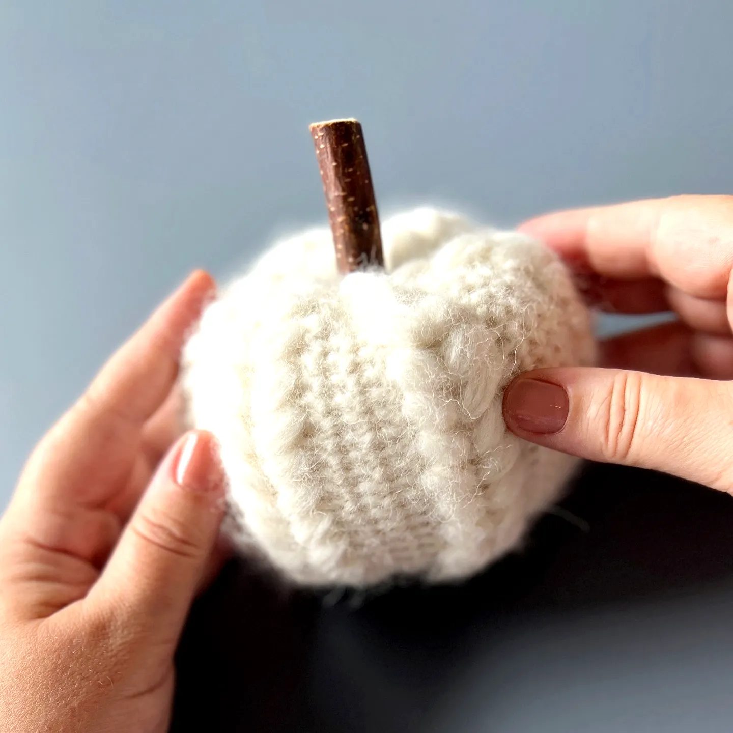 Charming Crochet Pumpkin in Creamy White