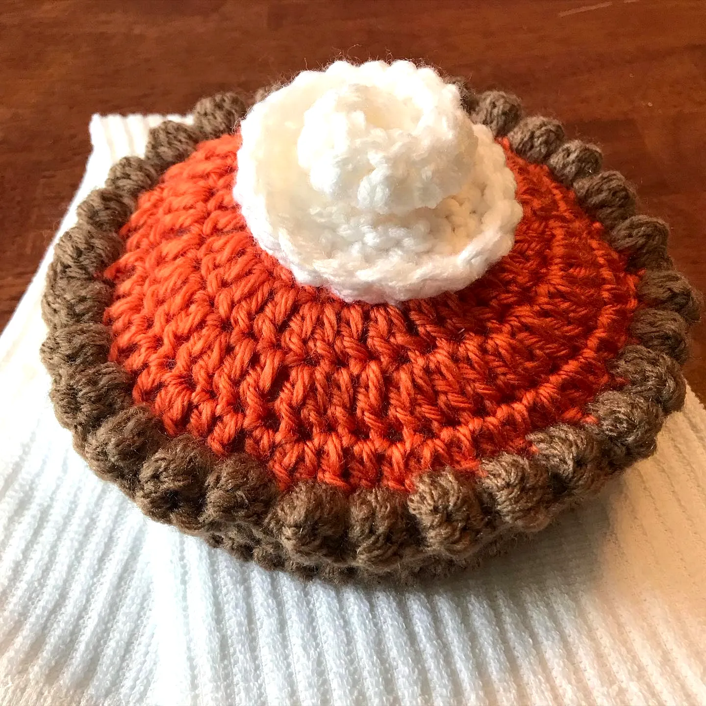 Charming Crochet Pumpkin Pie in Vibrant Colors for Decor