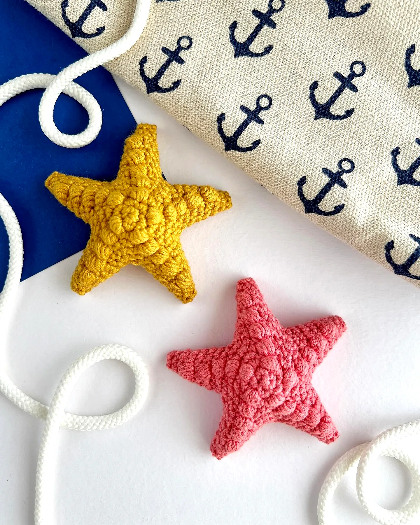 Charming Crochet Starfish in Vibrant Yellow and Pink