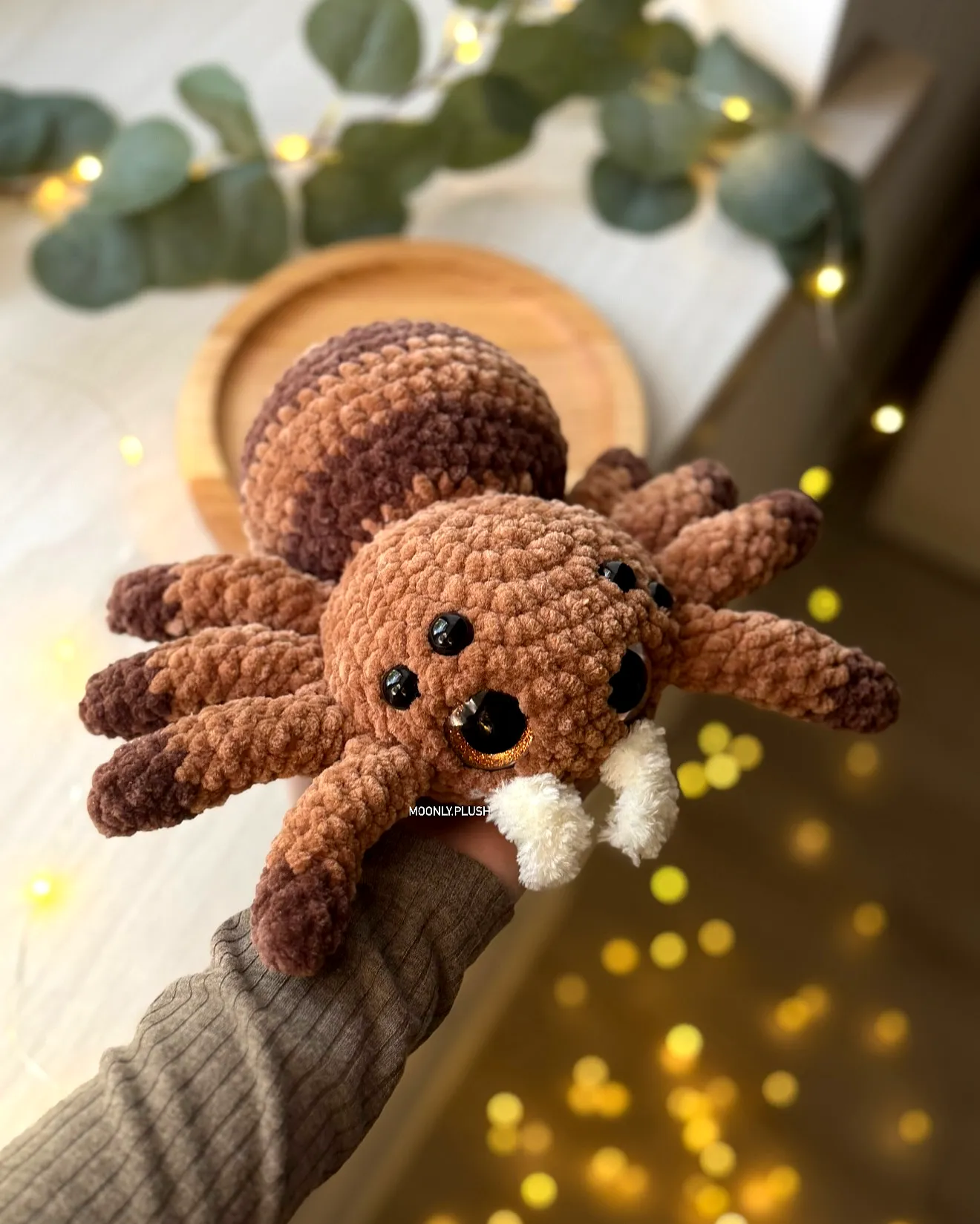Charming Crochet Stuffed Animal Spider in Soft Brown Yarn