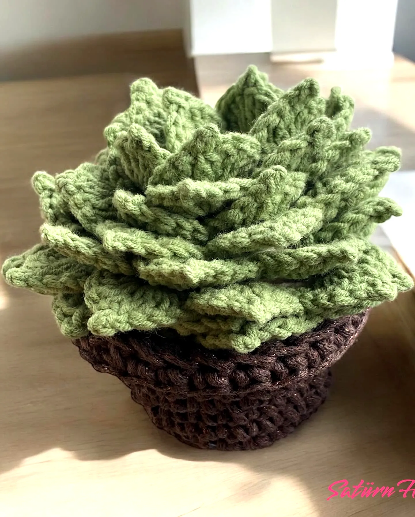 Charming Crochet Succulent in Vibrant Green and Brown Pot