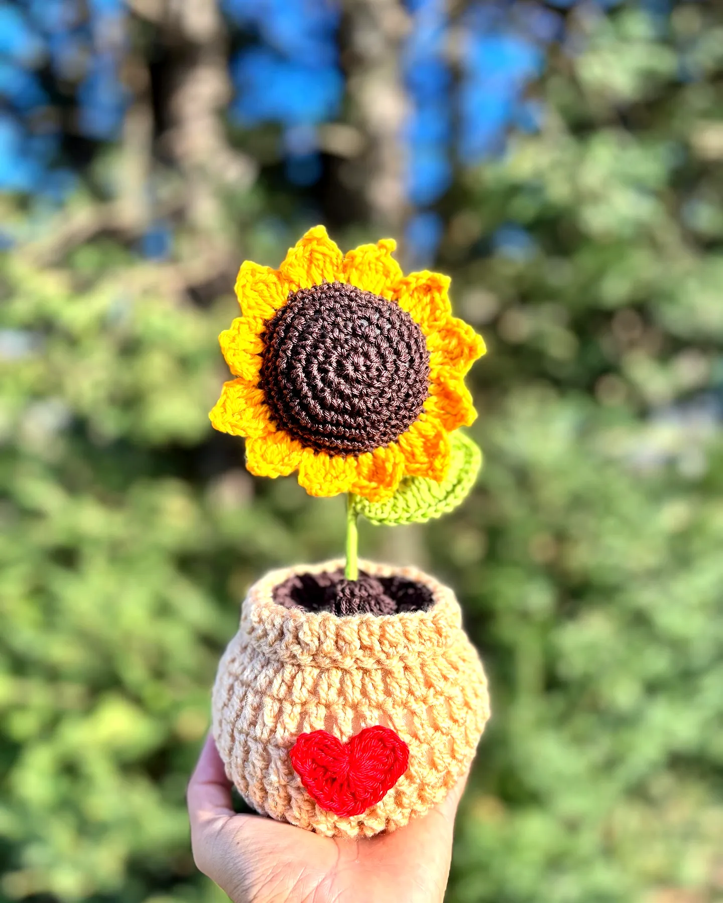 Charming Crochet Sunflower in Vibrant Yellow with Cute Pot