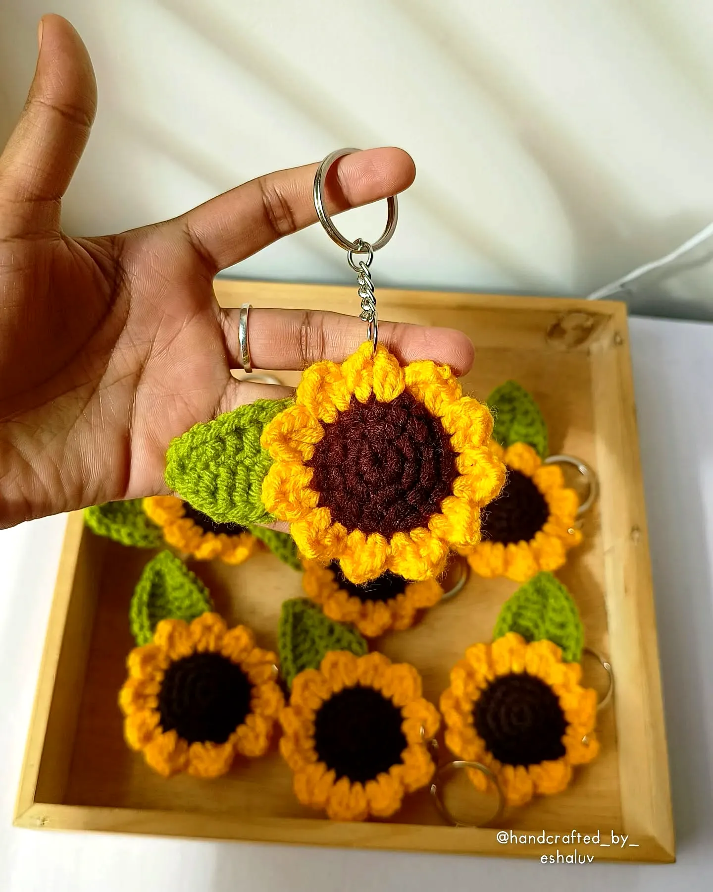 Charming Crochet Sunflower Keychain in Vibrant Colors