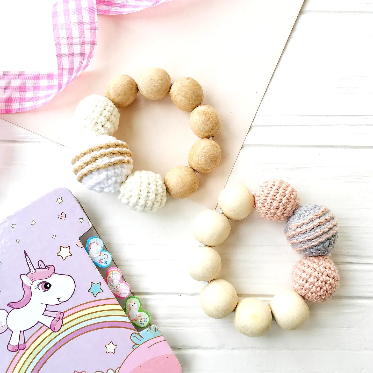 Charming Crochet Teether in Pastel Colors for Infants