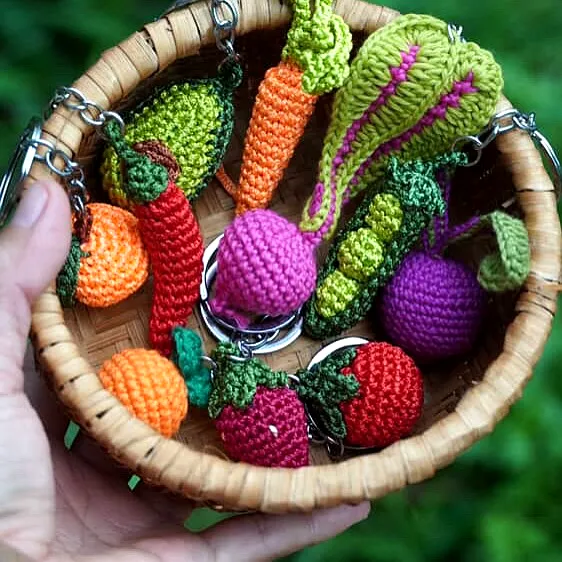 Charming Crochet Vegetable Basket in Vibrant Colors for Intermediate