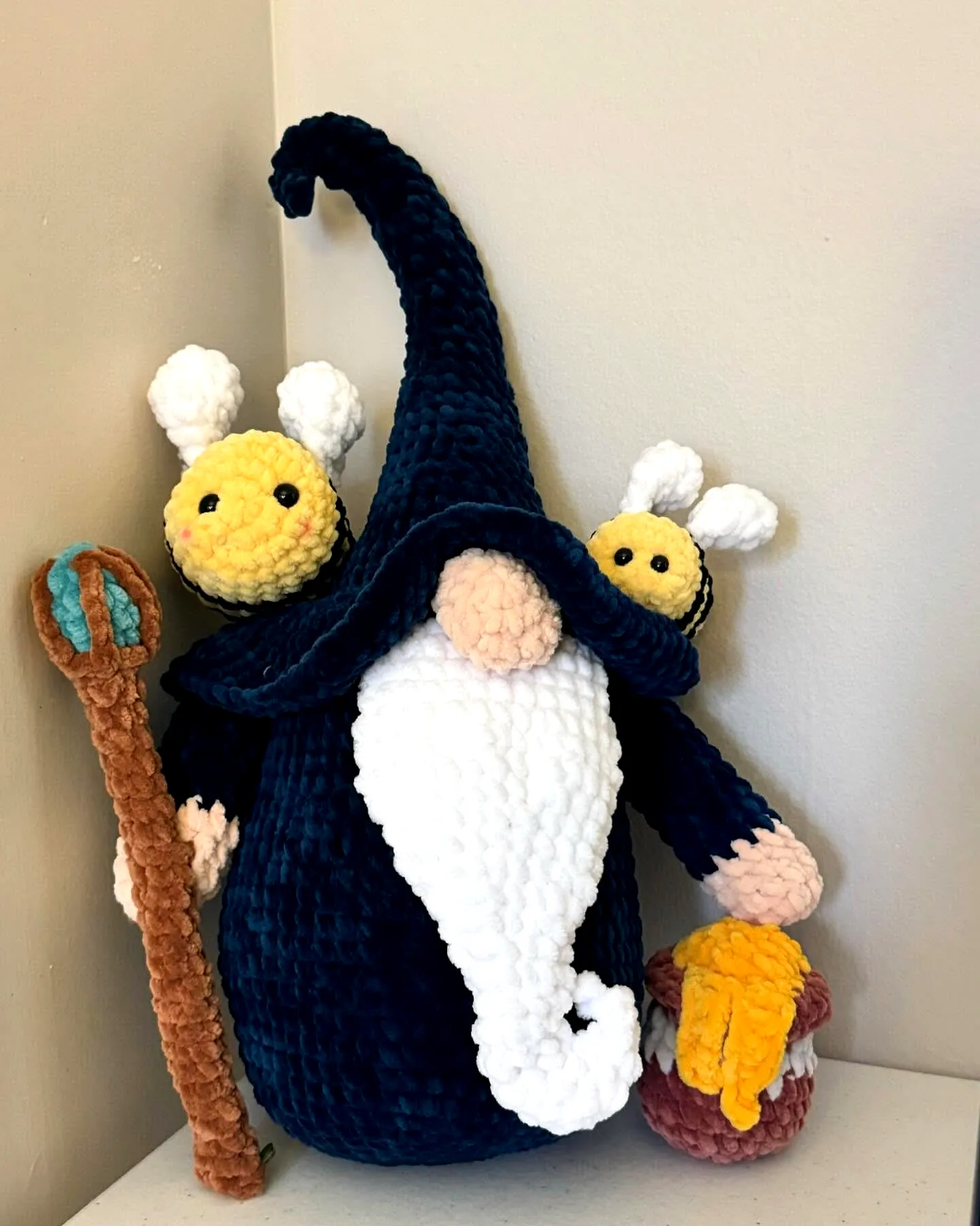 Charming Crochet Wizard in Navy Blue and Yellow