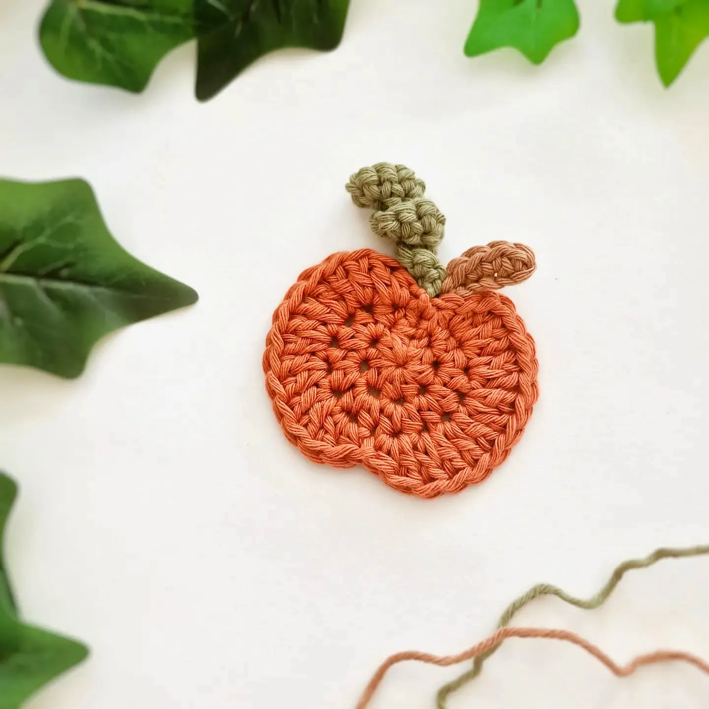 Charming cute crochet pumpkin in warm orange with ribbed design