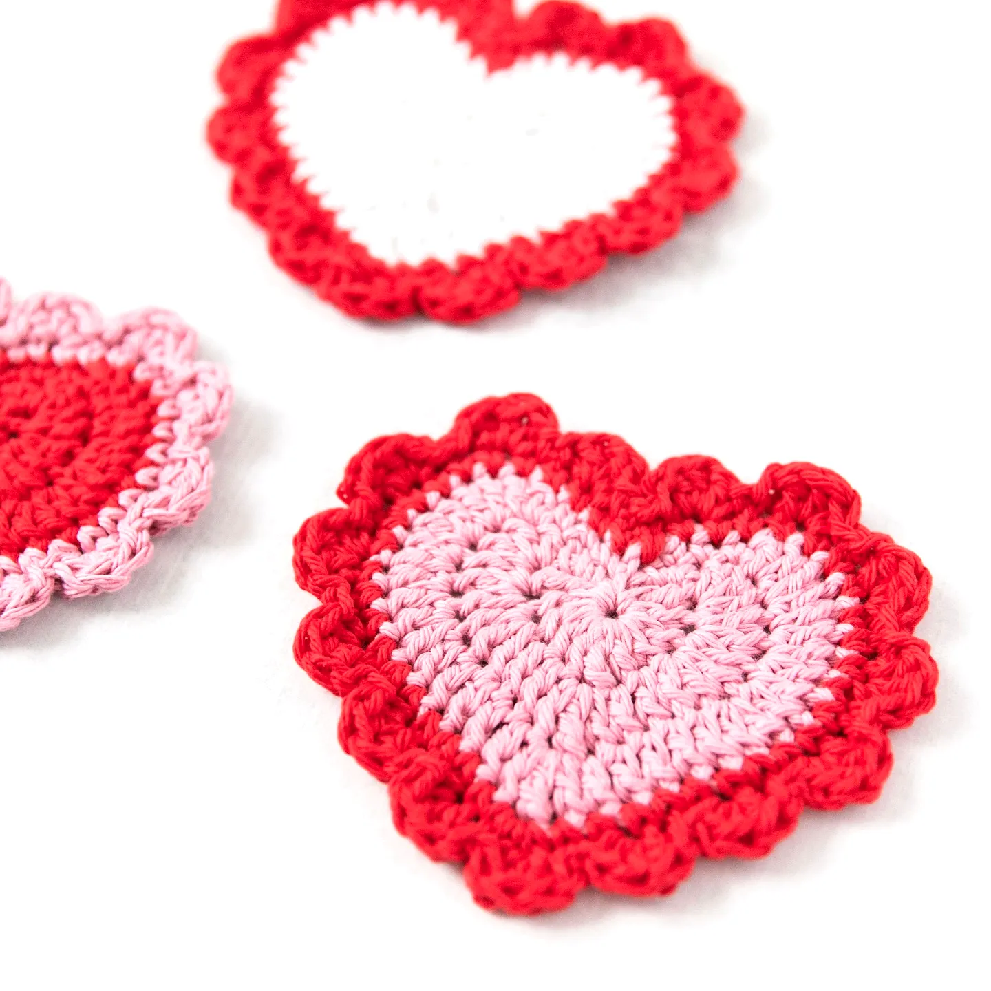 Charming Heart Shaped Crochet Coaster in Vibrant Colors