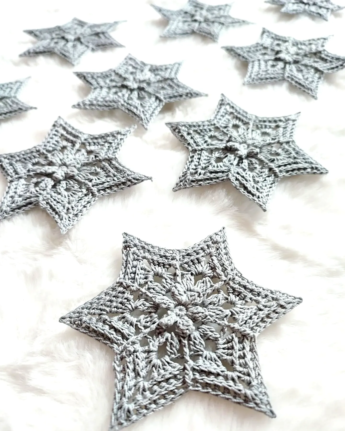 Charming Intermediate Crochet Snowflake in Soft Gray Color