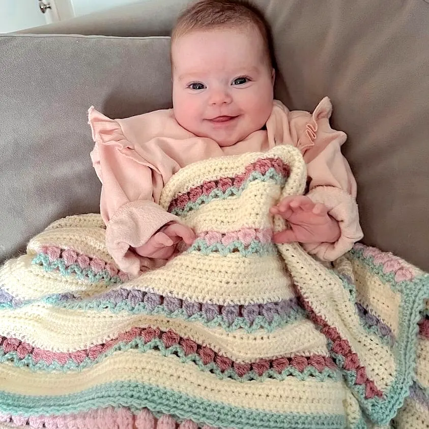 Charming Pastel Striped Crochet Baby Blanket