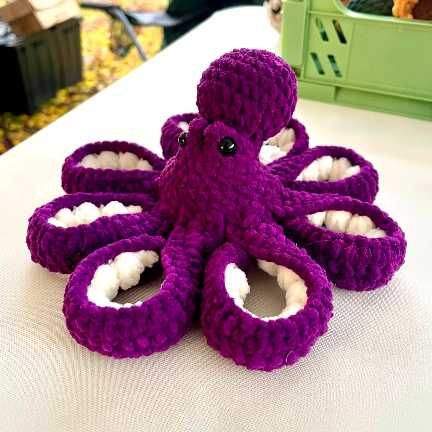 Charming Purple Crochet Octopus with Cute White Accents