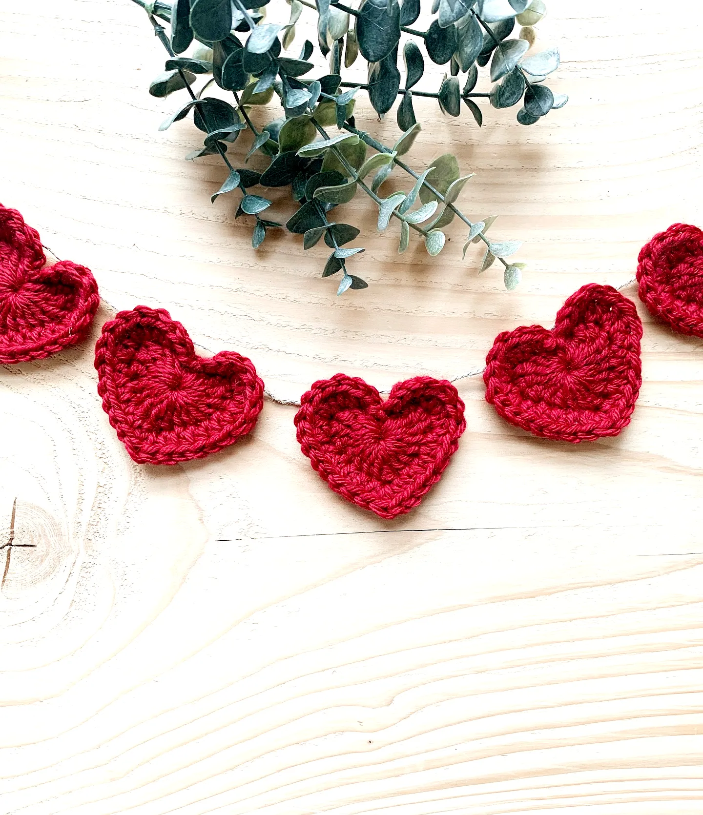 Charming Red Heart Crochet Garland