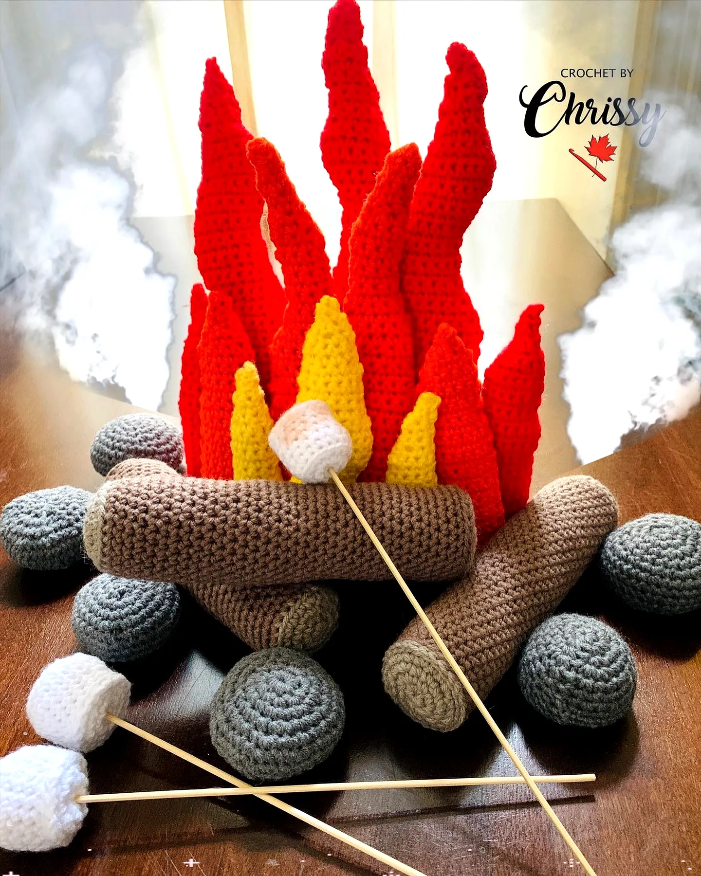 Colorful and Easy Crochet Campfire with Soft Yarn Flames