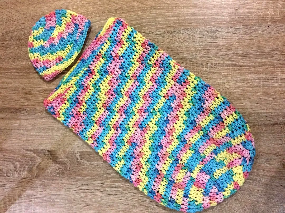 Colorful Crochet Baby Cocoon Set for Newborns and Beginners