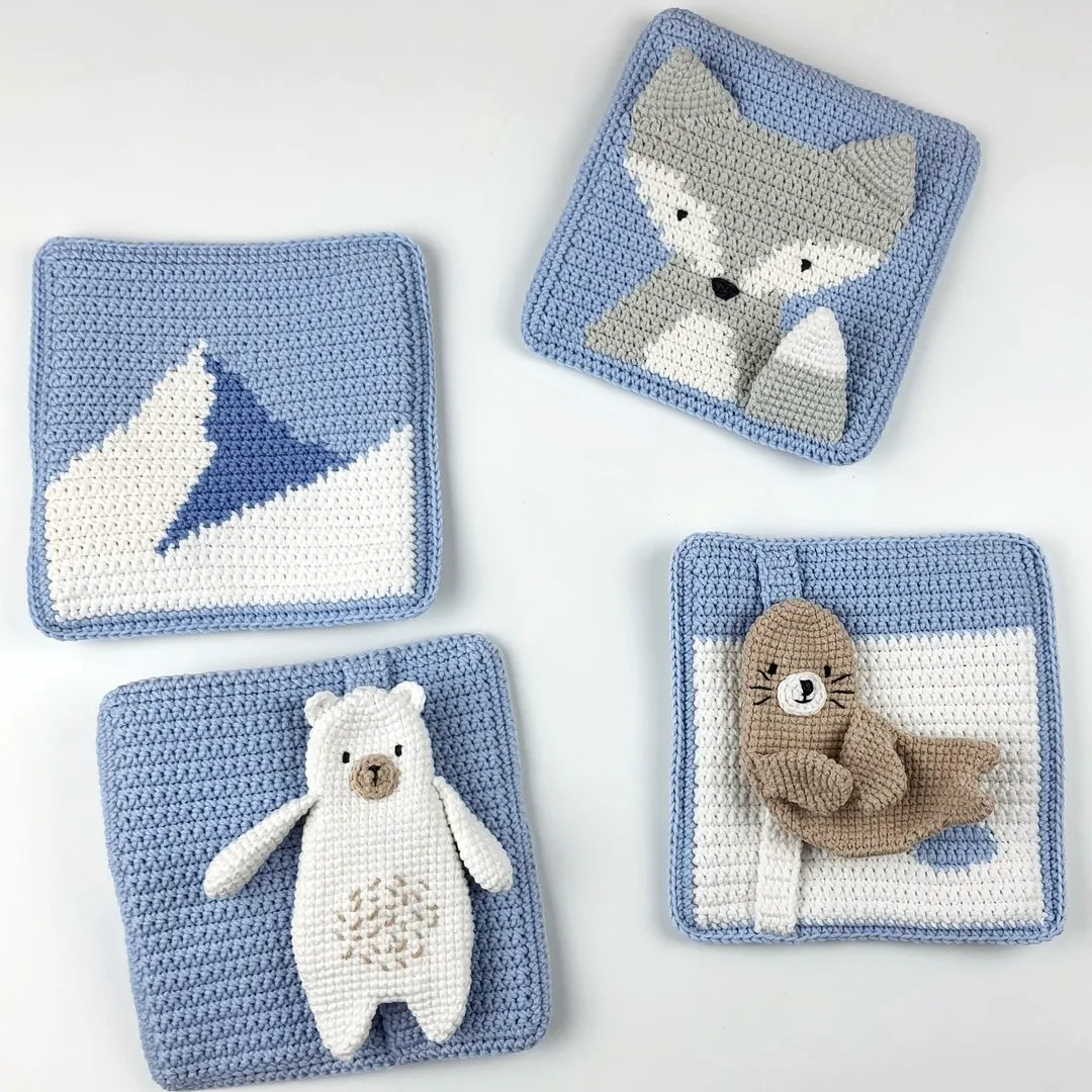 Colorful Crochet Baby Toy Set with Adorable Animal Motifs
