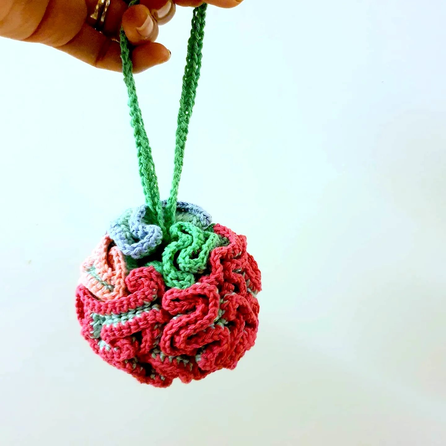 Colorful Crochet Bath Pouf with Ruffled Design