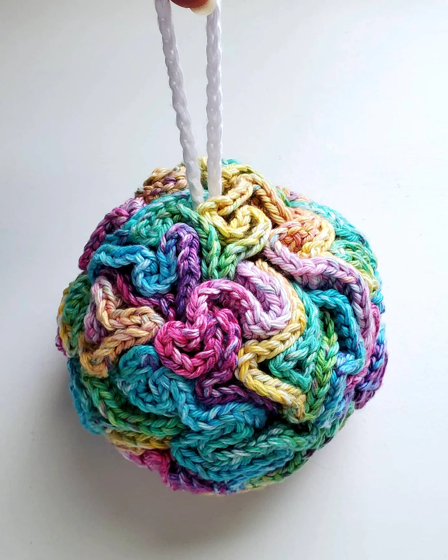 Colorful Crochet Bath Pouf with Textured Design