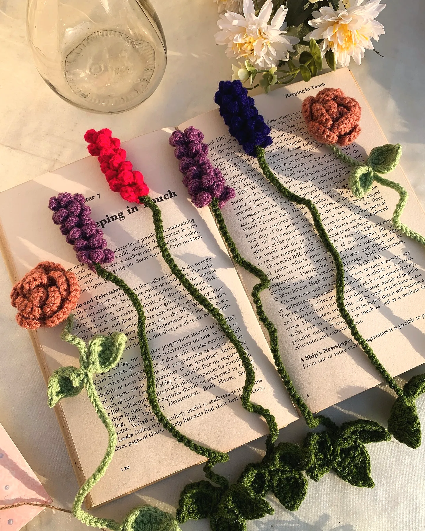 Colorful Crochet Bookmark with Floral Design