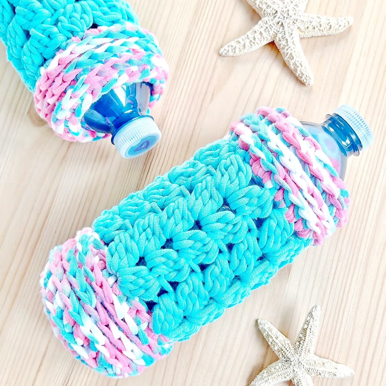 Colorful Crochet Bottle Cozy with Beachy Style