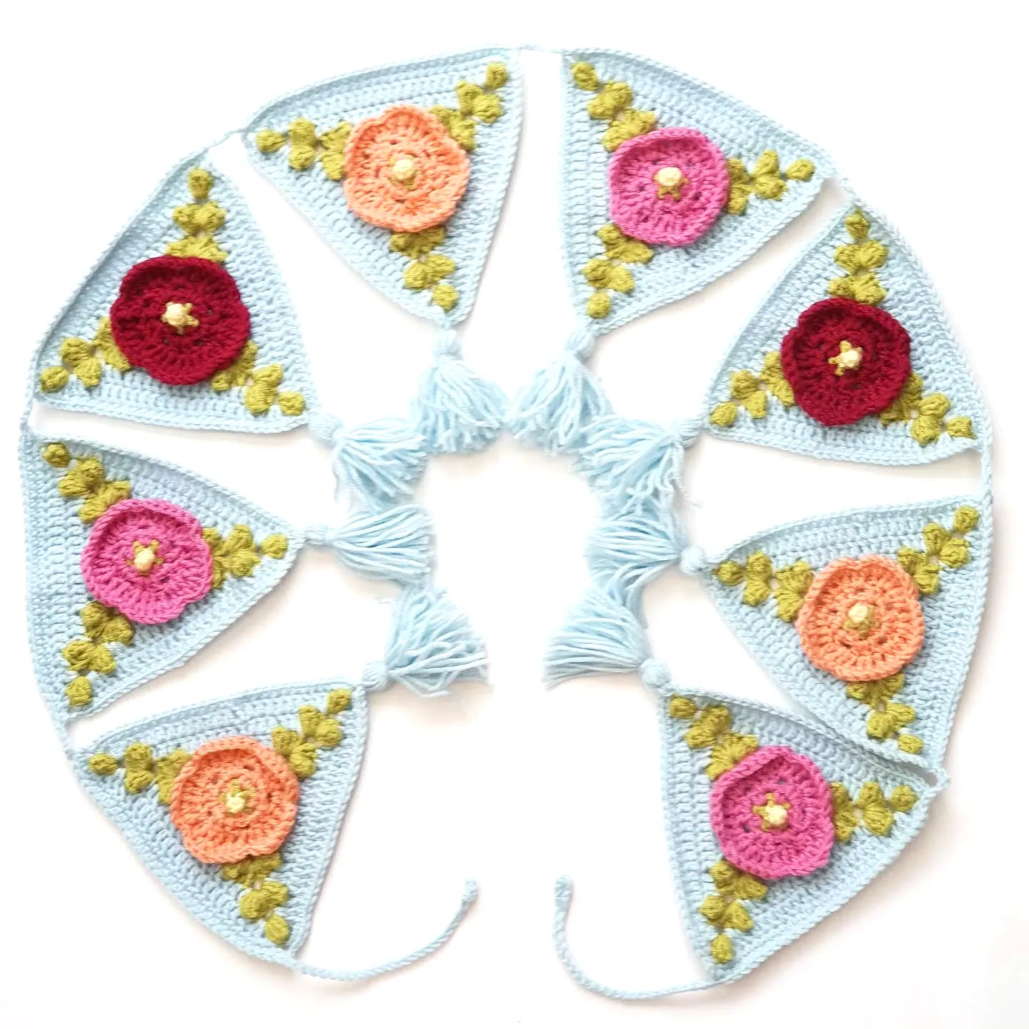 Colorful Crochet Bunting with Floral Motifs