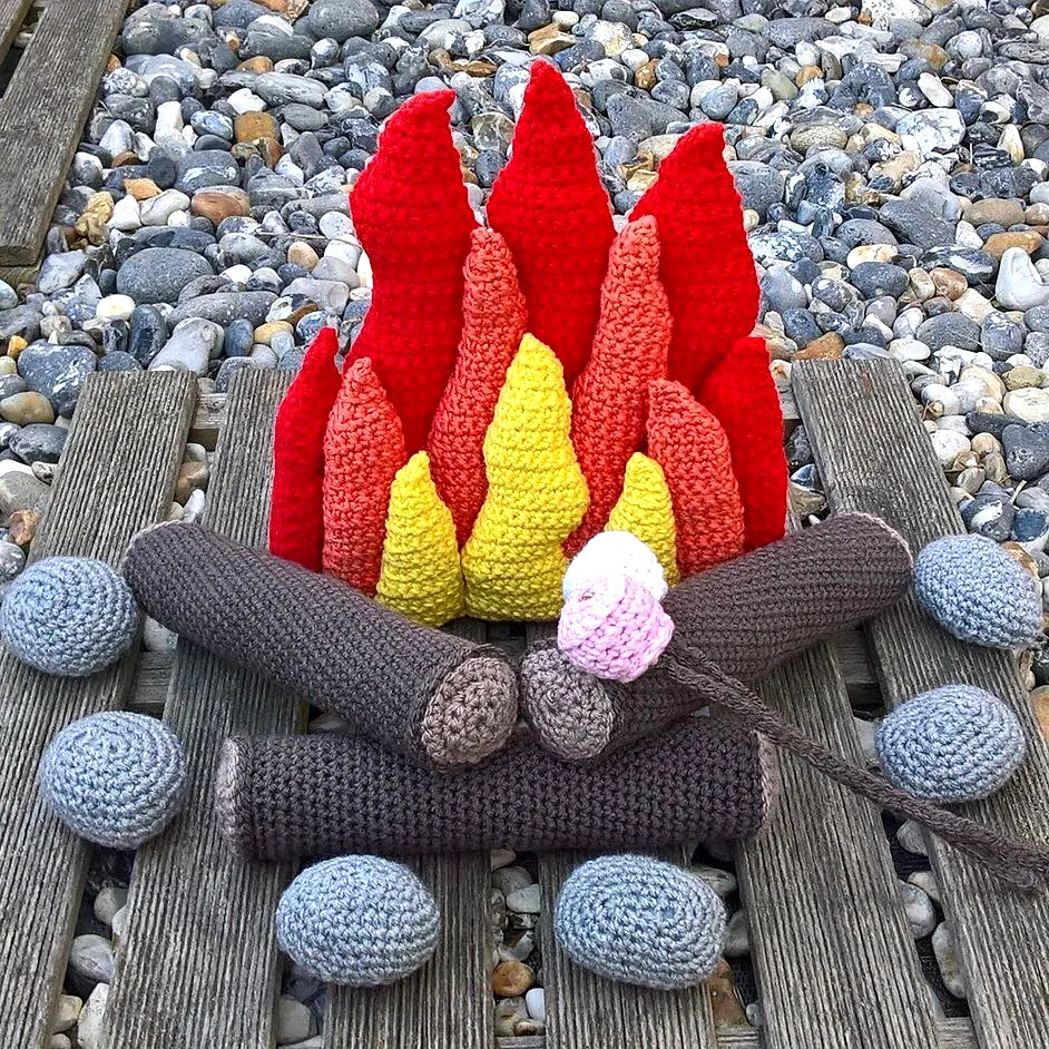 Colorful Crochet Campfire Decoration for Experienced Crafters