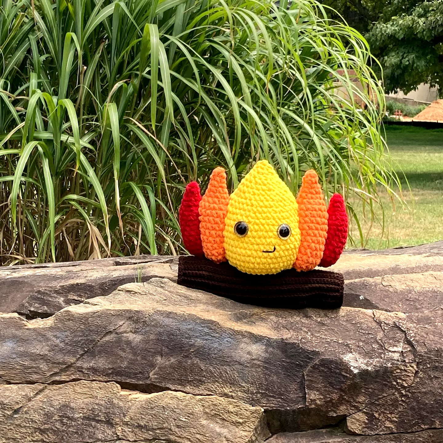 Colorful Crochet Campfire with Cheerful Flames for Decor
