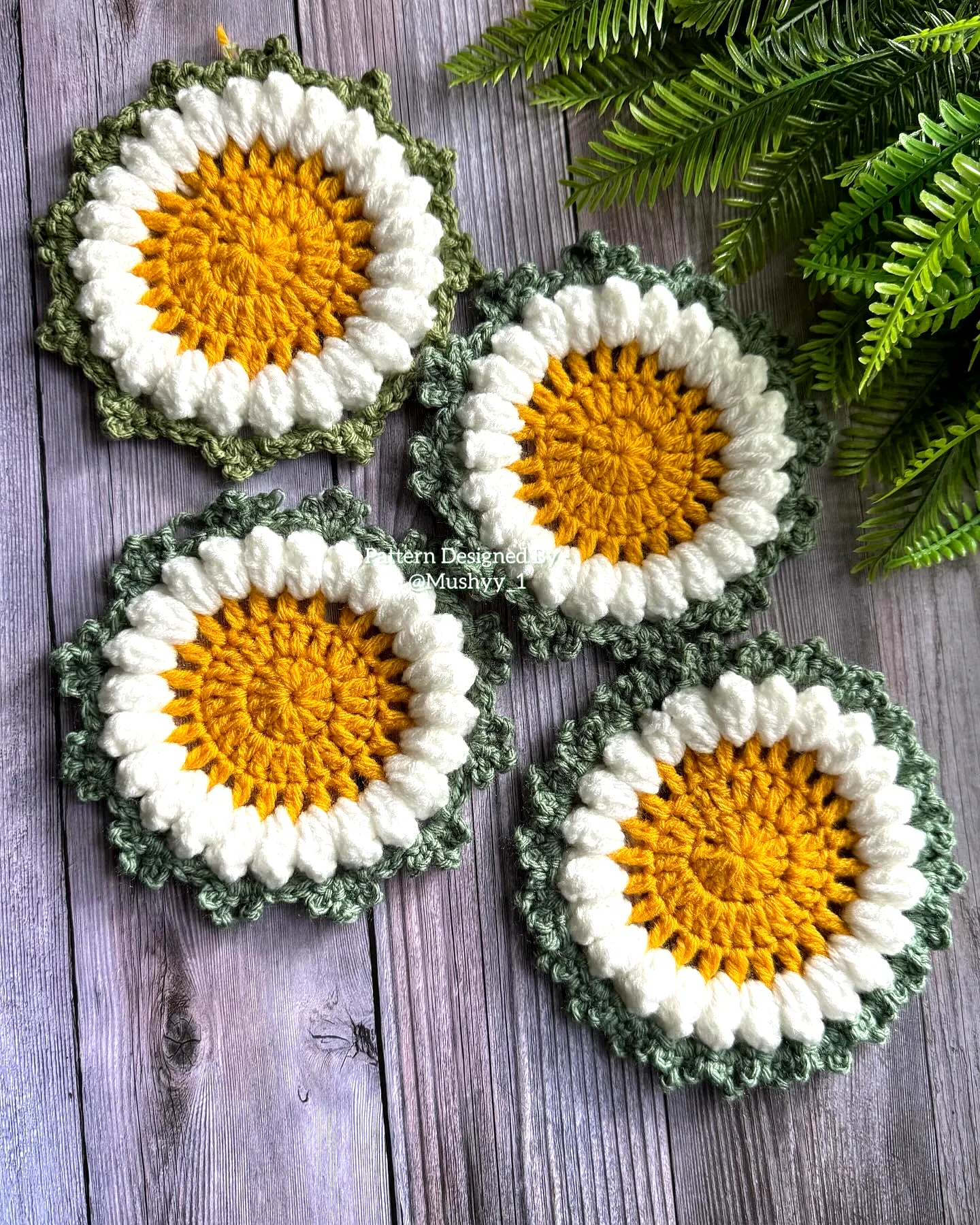 Colorful Crochet Coaster with Cheerful Daisy Design