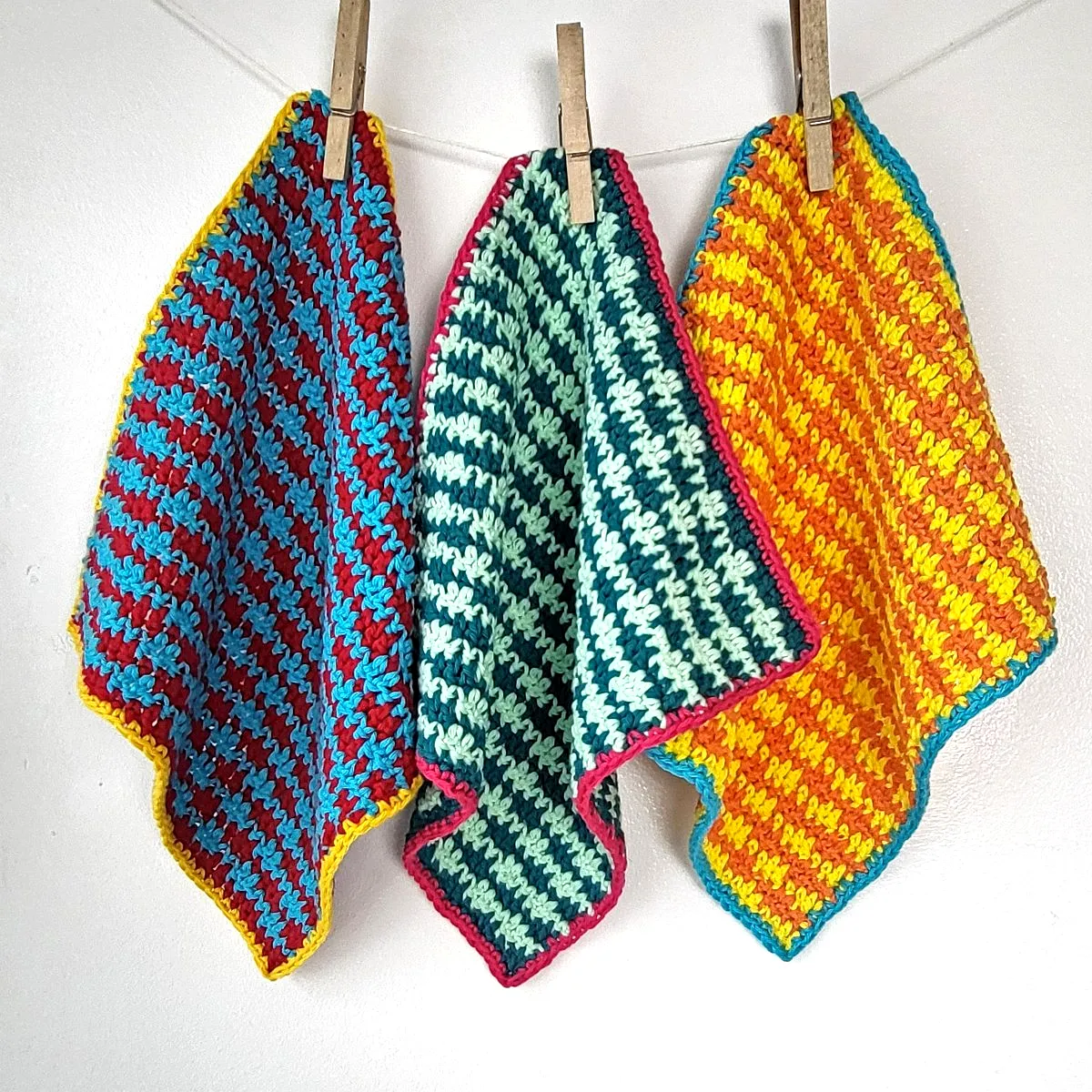 Colorful Crochet Dishcloth Set with Unique Patterns and Easy Styles